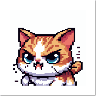 Funny cat pixel art Posters and Art